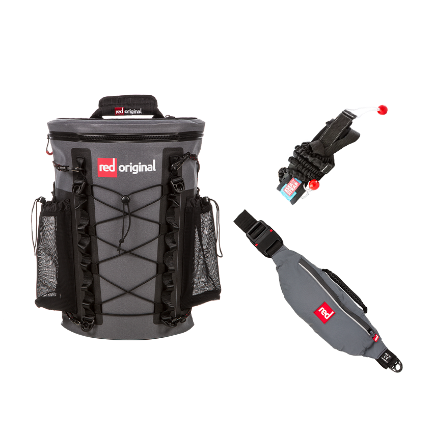 SUP Essentials Bundle: Airbelt PFD (Grey), Deck Bag & Shoulder Carry Strap