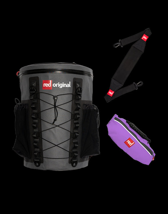 SUP Essentials Bundle: Airbelt PFD (Purple), Deck Bag & Shoulder Carry Strap