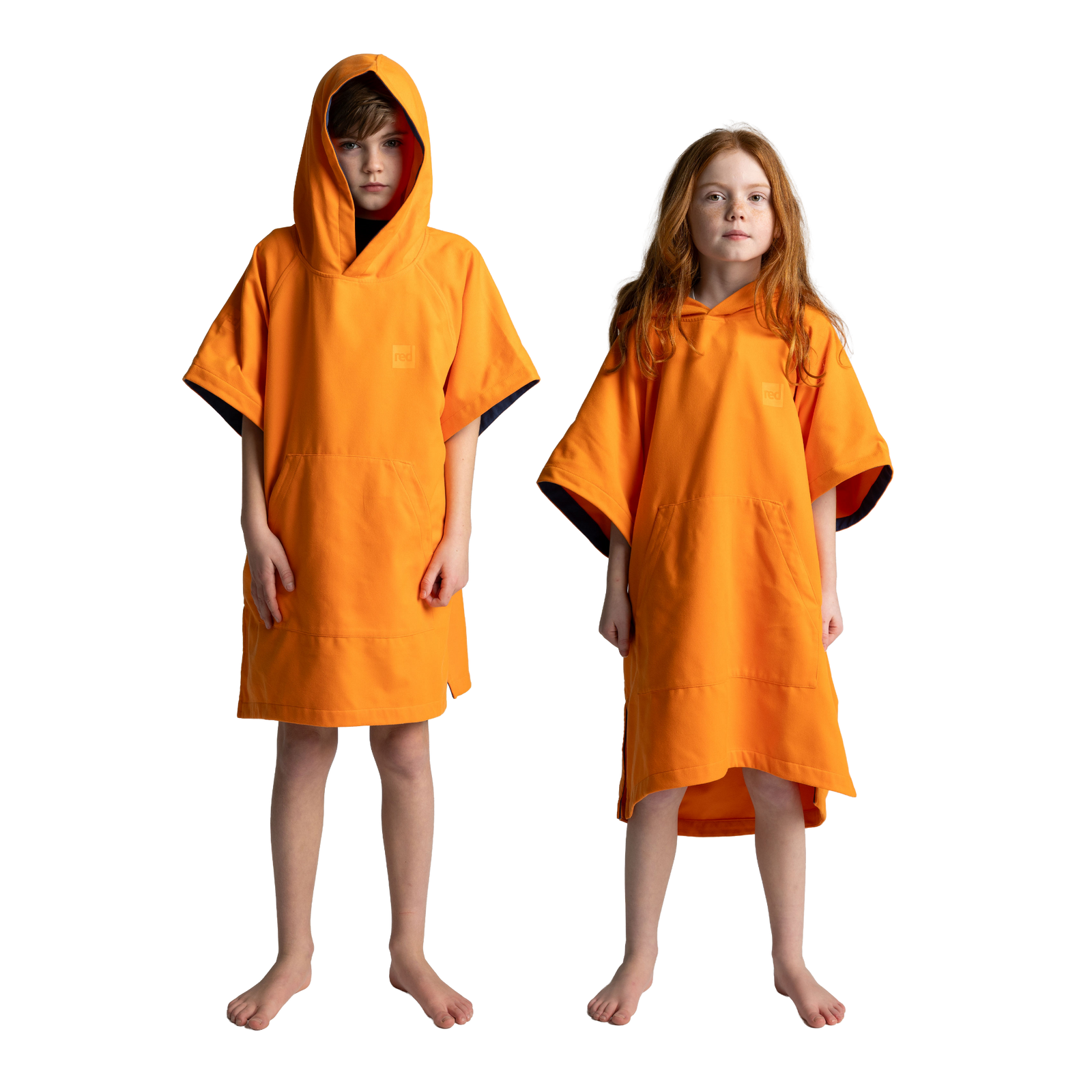 Kids' Hooded Quick Dry Microfibre Poncho Changing Robe - Bitter Orange