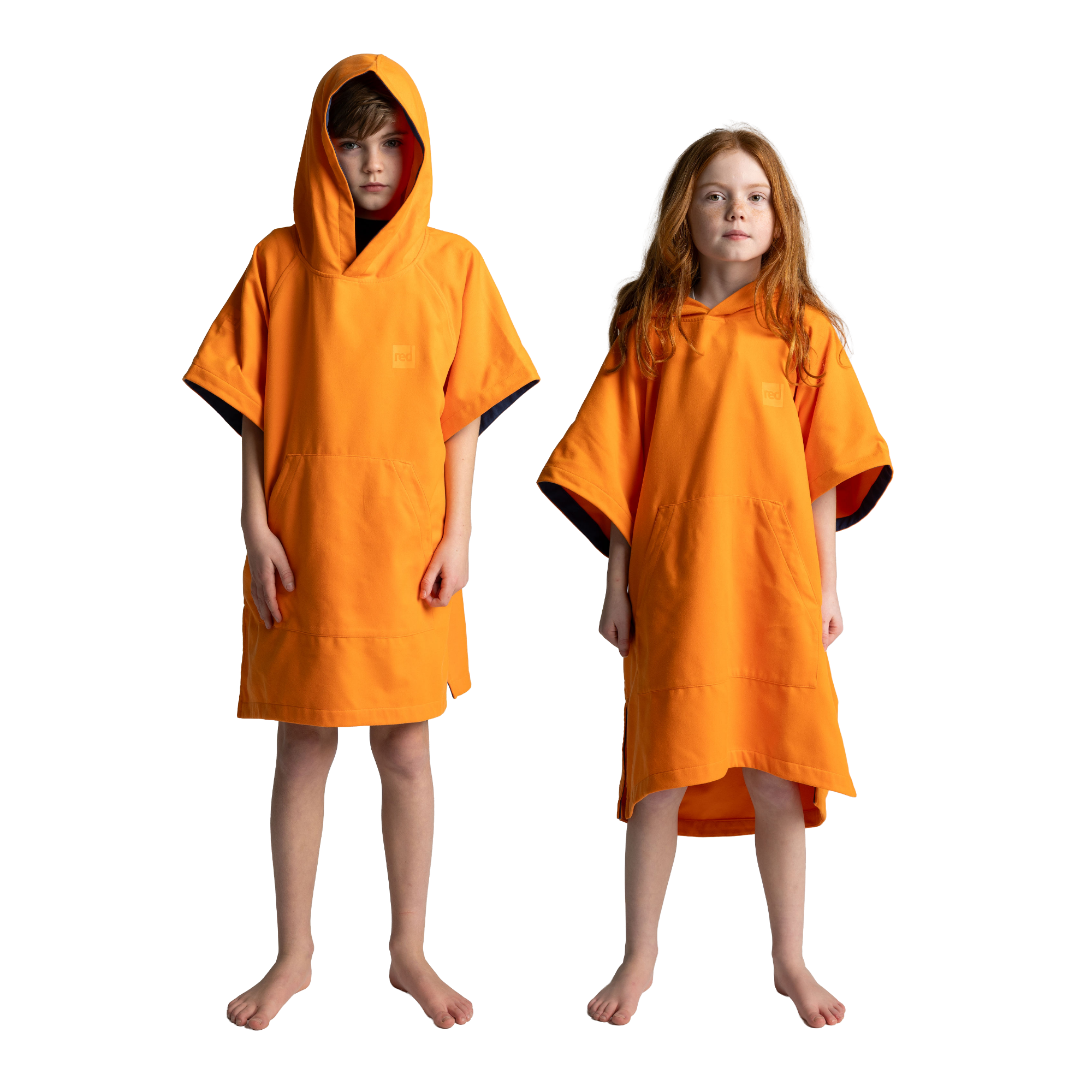 Kids' Hooded Quick Dry Microfibre Poncho Changing Robe - Bitter Orange