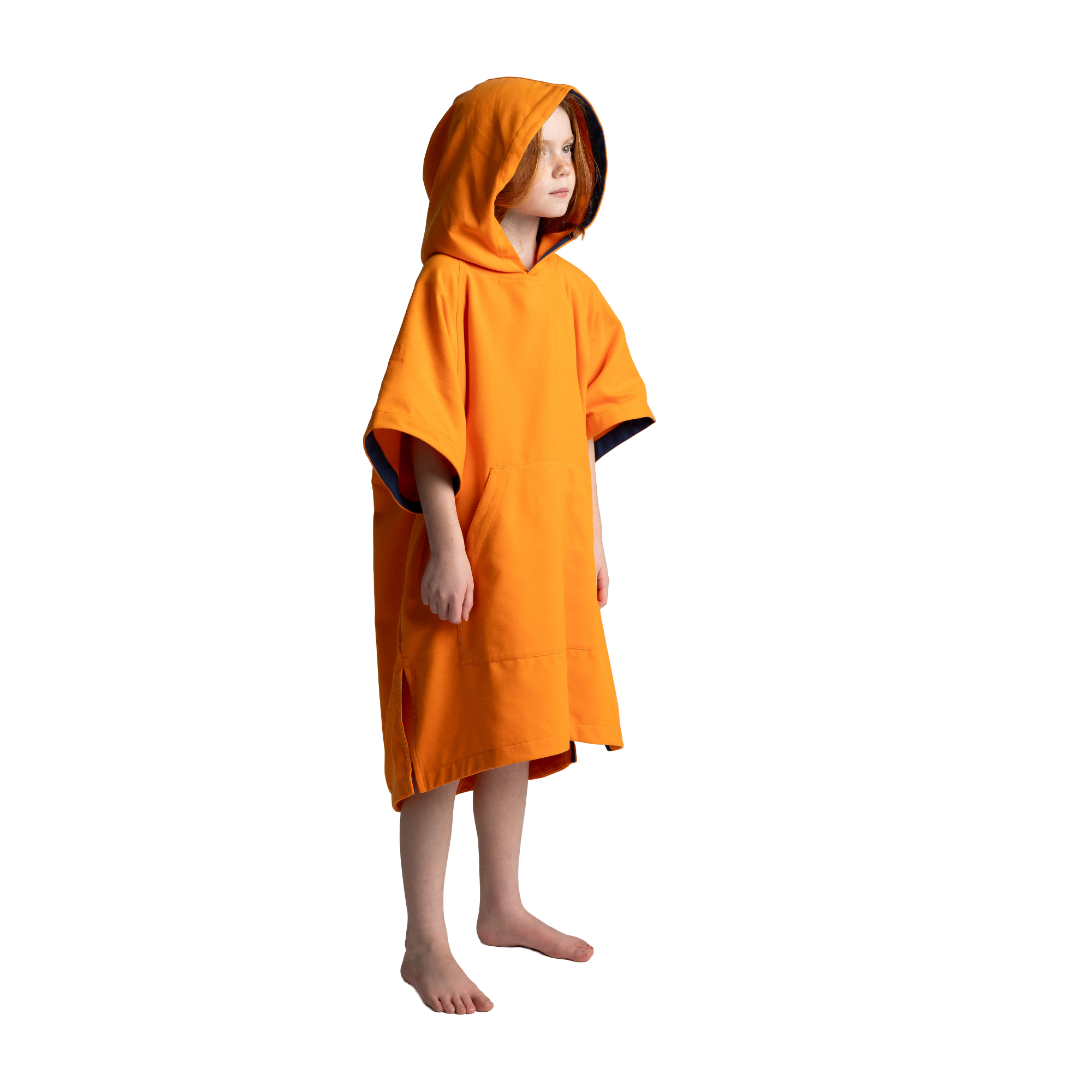 Kids' Hooded Quick Dry Microfibre Poncho Changing Robe - Bitter Orange