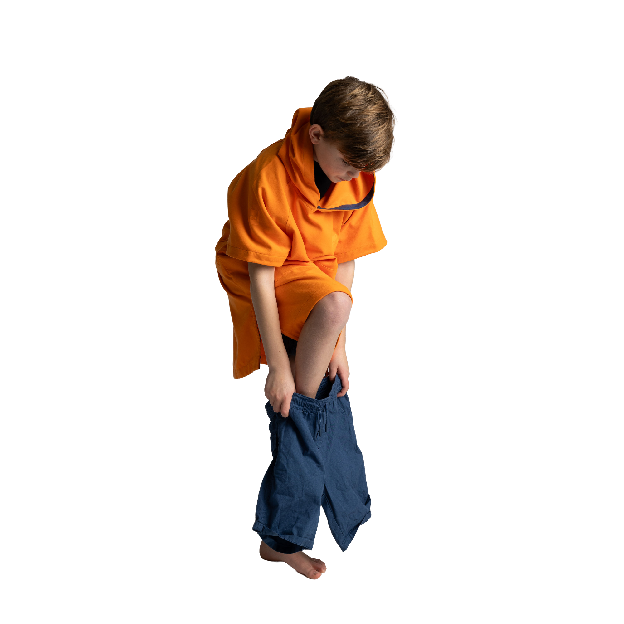 Kids' Hooded Quick Dry Microfibre Poncho Changing Robe - Bitter Orange