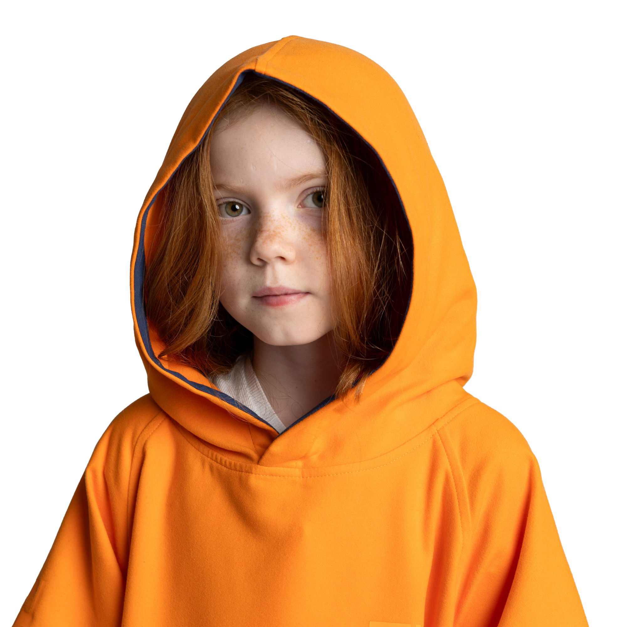 Kids' Hooded Quick Dry Microfibre Poncho Changing Robe - Bitter Orange