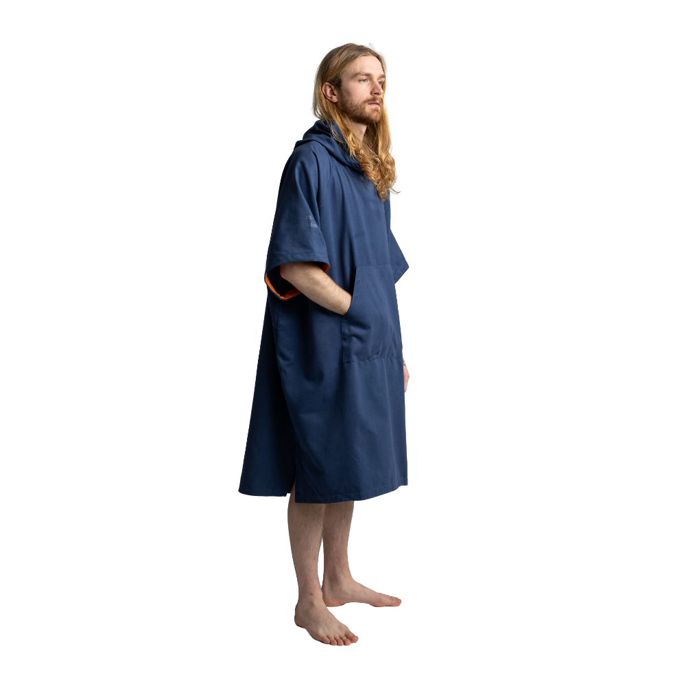 Men's Hooded Quick Dry Microfibre Poncho Changing Robe - Admiral Blue
