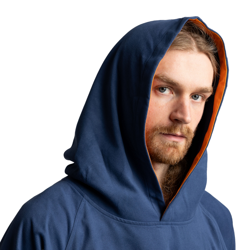 Men's Hooded Quick Dry Microfibre Poncho Changing Robe - Admiral Blue