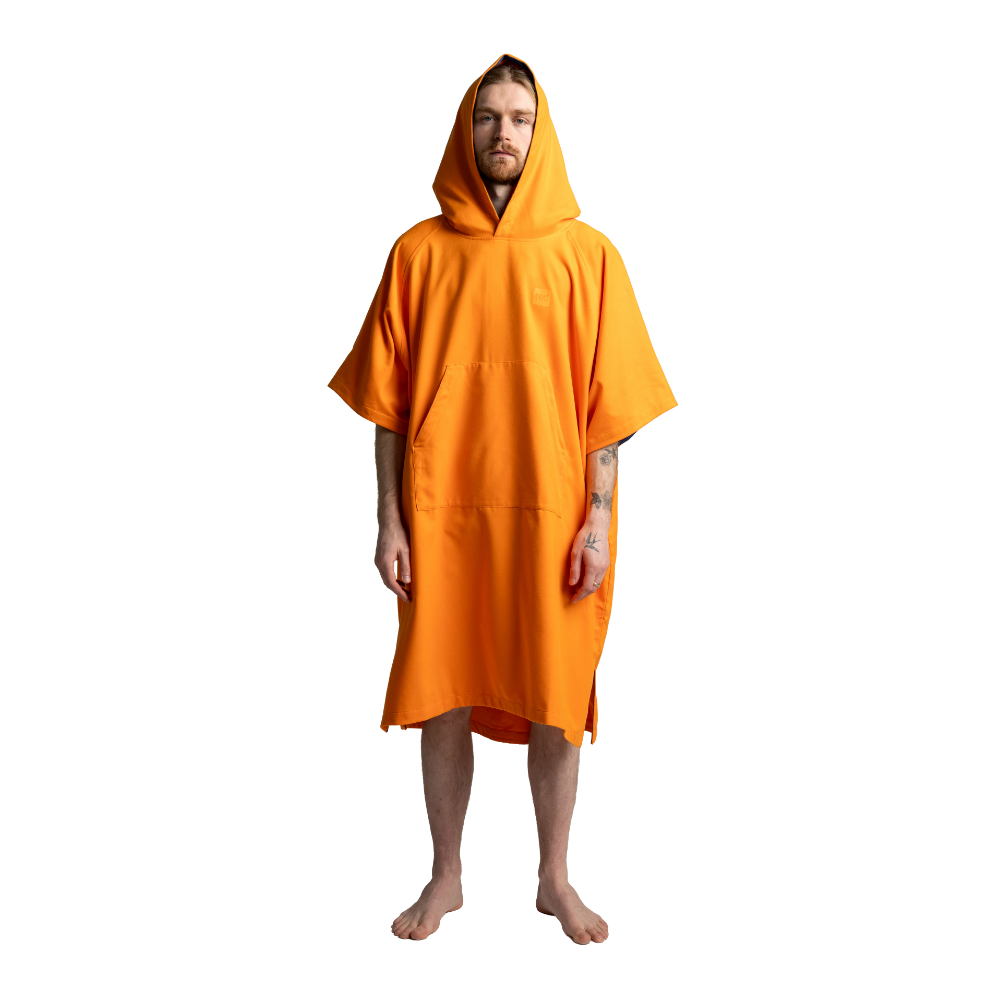 Men's Hooded Quick Dry Microfibre Poncho Changing Robe - Bitter Orange