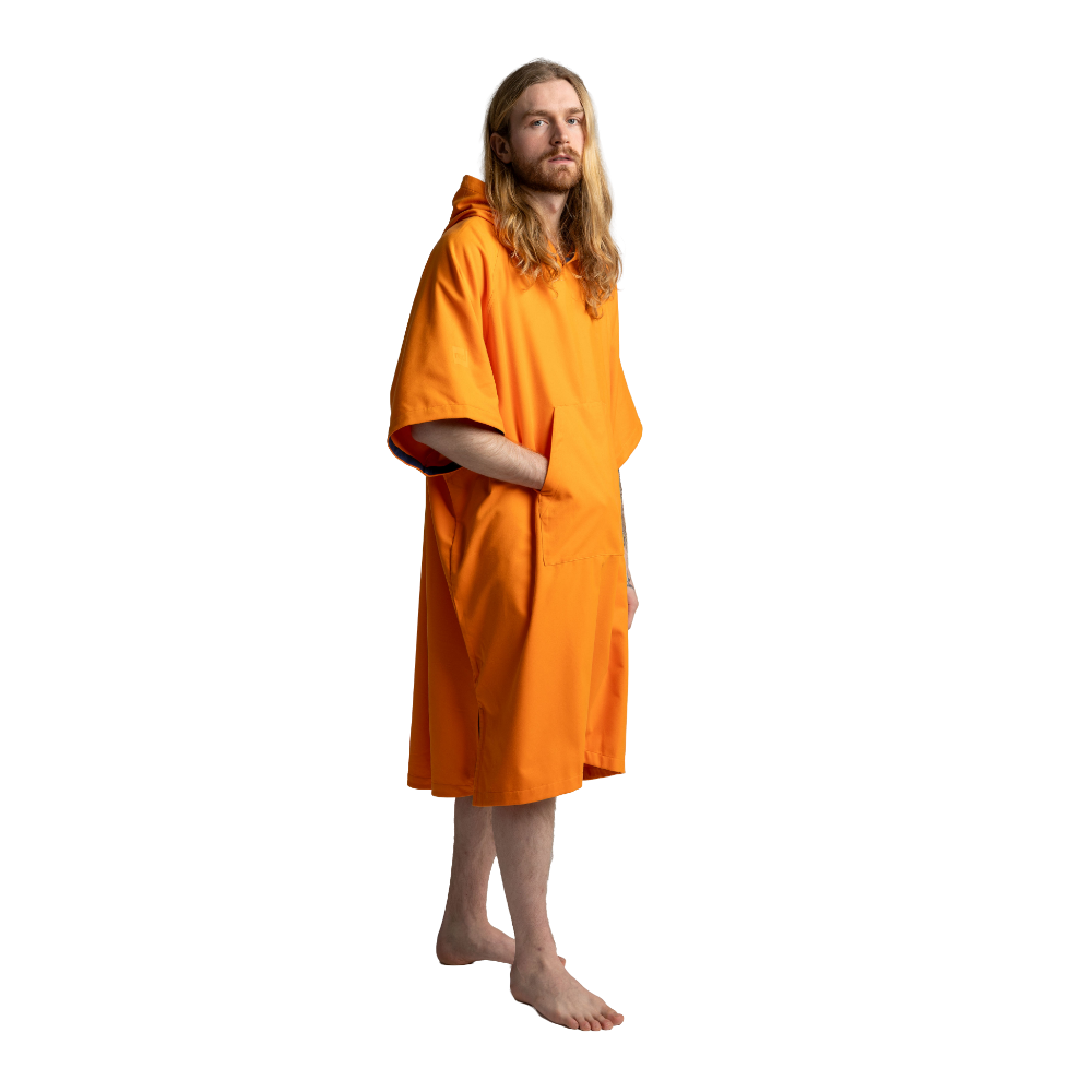 Men's Hooded Quick Dry Microfibre Poncho Changing Robe - Bitter Orange