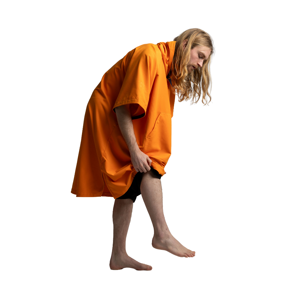 Men's Hooded Quick Dry Microfibre Poncho Changing Robe - Bitter Orange