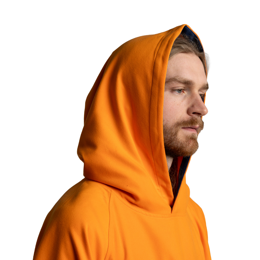 Men's Hooded Quick Dry Microfibre Poncho Changing Robe - Bitter Orange
