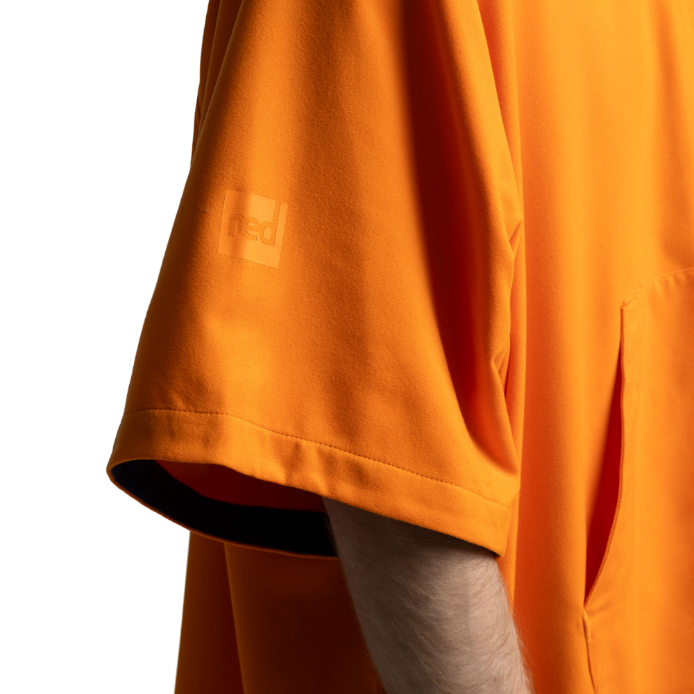 Men's Hooded Quick Dry Microfibre Poncho Changing Robe - Bitter Orange