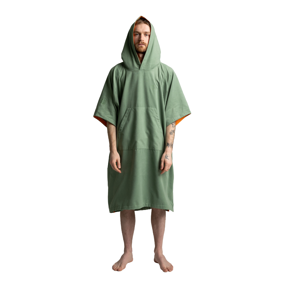 Men's Hooded Quick Dry Microfibre Poncho Changing Robe - Sage Green