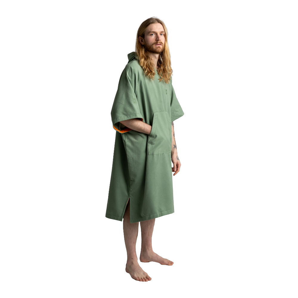 Men's Hooded Quick Dry Microfibre Poncho Changing Robe - Sage Green