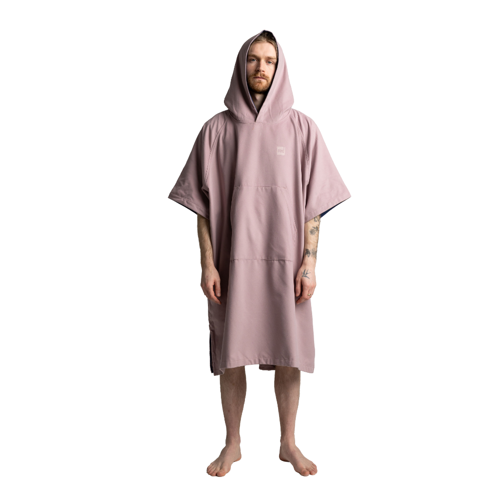 Men's Hooded Quick Dry Microfibre Poncho Changing Robe - Salty Pink