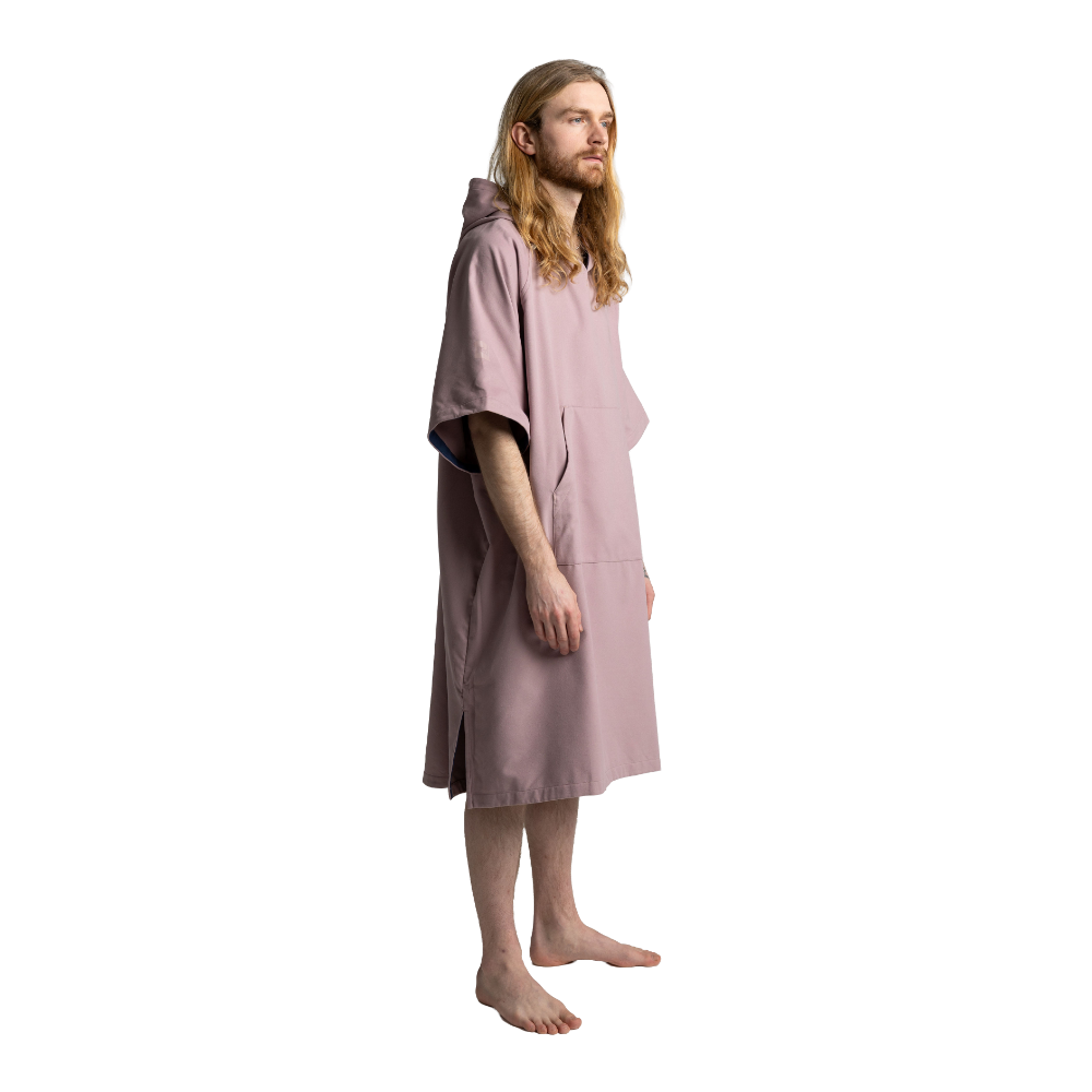 Men's Hooded Quick Dry Microfibre Poncho Changing Robe - Salty Pink