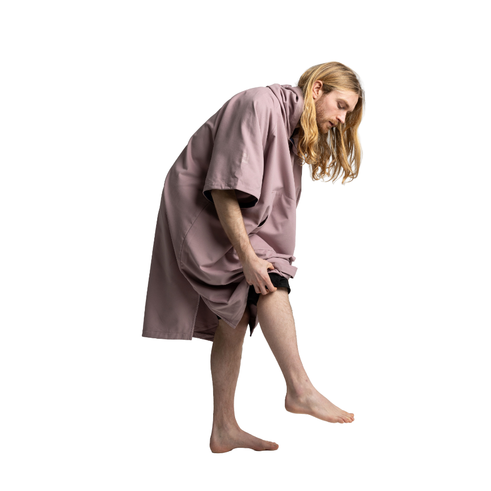Men's Hooded Quick Dry Microfibre Poncho Changing Robe - Salty Pink