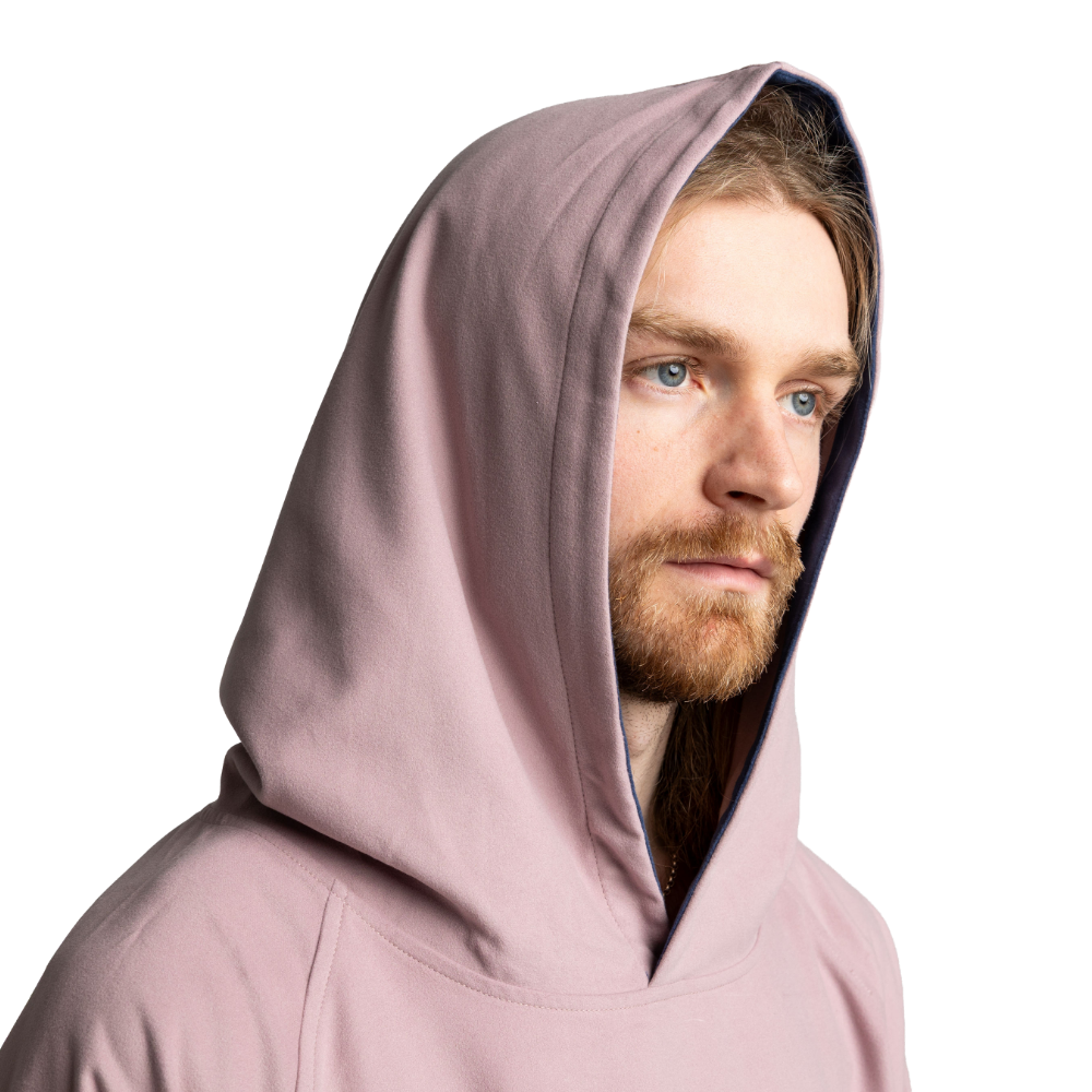 Men's Hooded Quick Dry Microfibre Poncho Changing Robe - Salty Pink