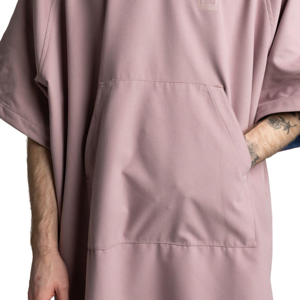 Men's Hooded Quick Dry Microfibre Poncho Changing Robe - Salty Pink
