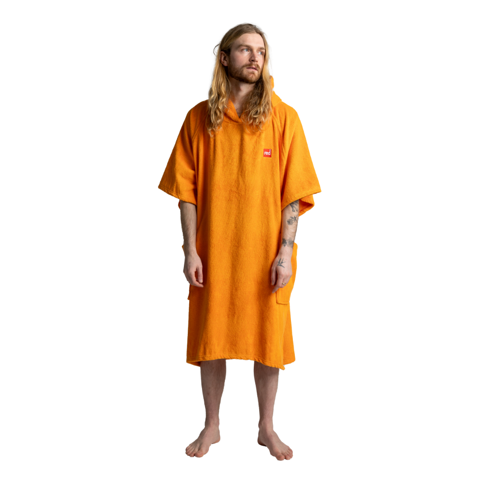 Men's Towelling Poncho Changing Robe - Bitter Orange
