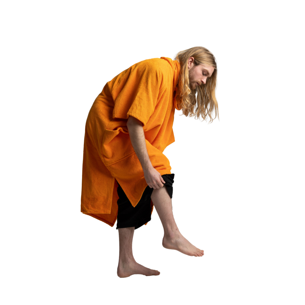 Men's Towelling Poncho Changing Robe - Bitter Orange