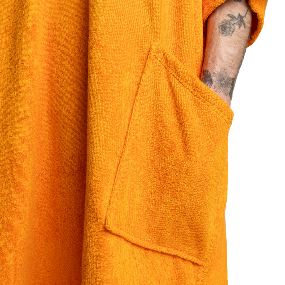 Men's Towelling Poncho Changing Robe - Bitter Orange