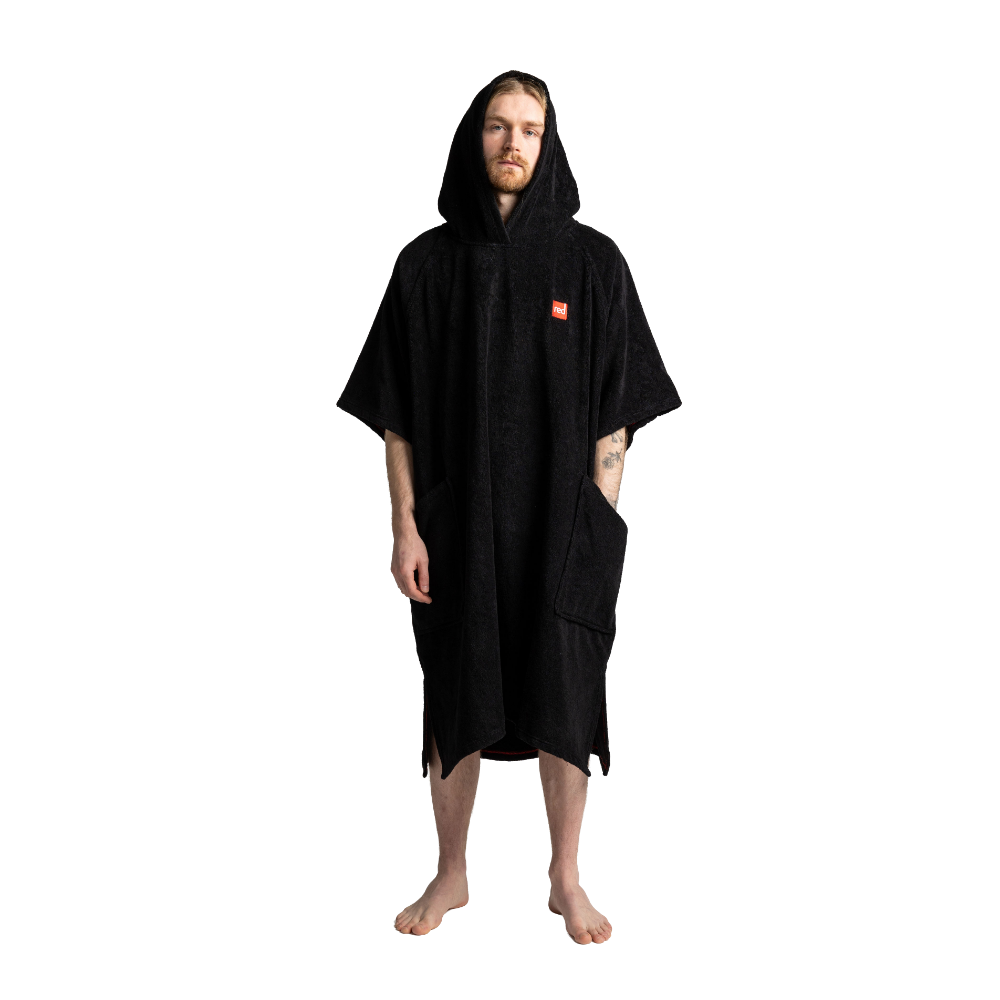 Men's Towelling Poncho Changing Robe - Stealth Black
