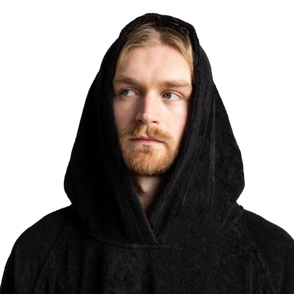 Men's Towelling Poncho Changing Robe - Stealth Black