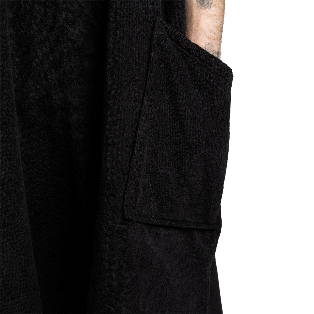 Men's Towelling Poncho Changing Robe - Stealth Black