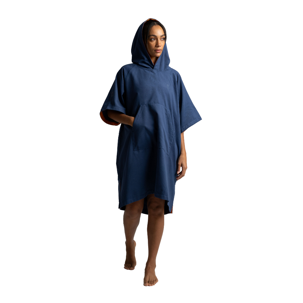 Women's Hooded Quick Dry Microfibre Poncho Changing Robe - Admiral Blue