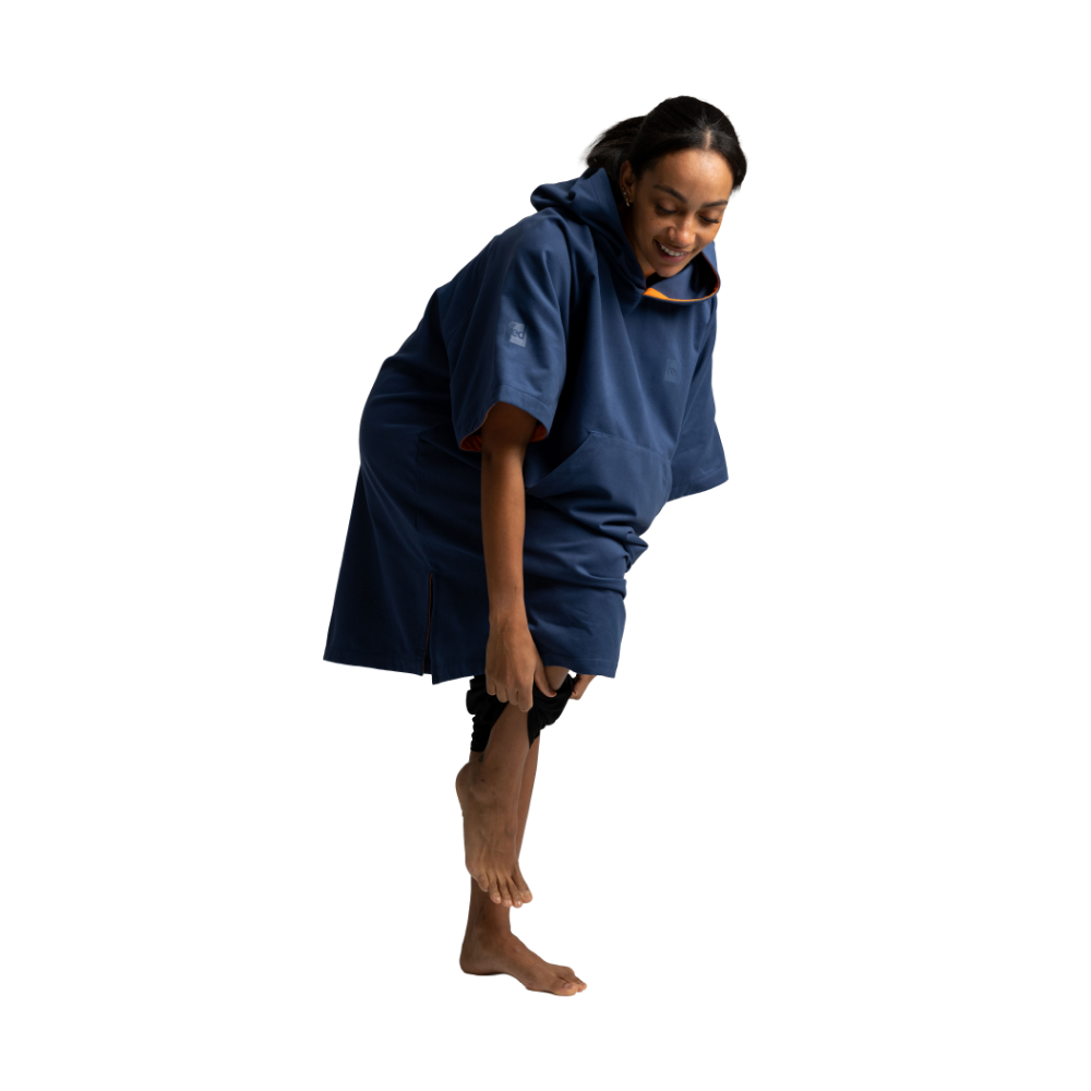 Women's Hooded Quick Dry Microfibre Poncho Changing Robe - Admiral Blue