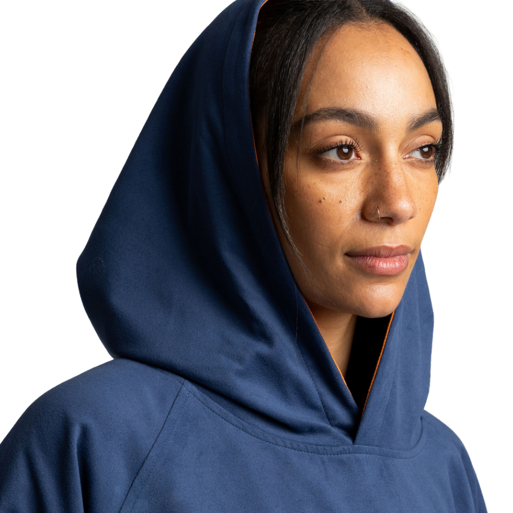 Women's Hooded Quick Dry Microfibre Poncho Changing Robe - Admiral Blue