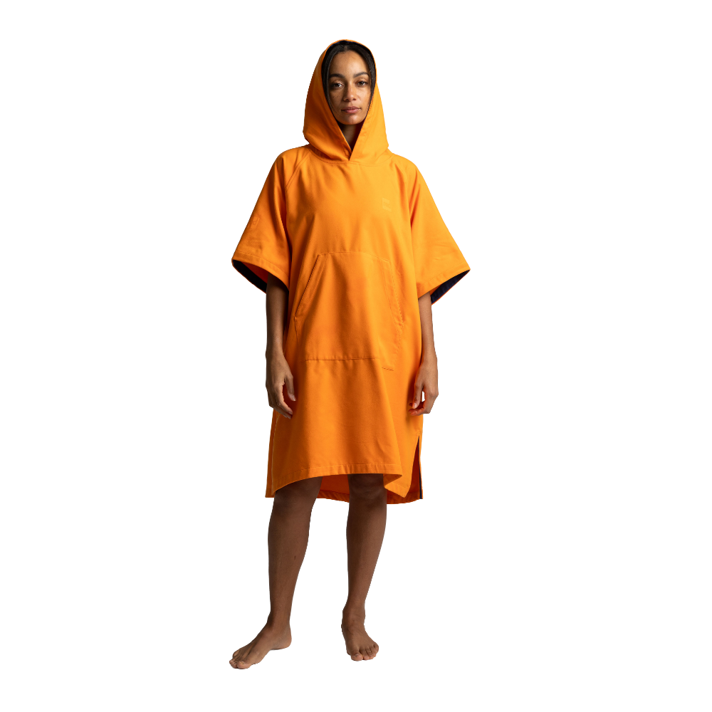 Women's Hooded Quick Dry Microfibre Poncho Changing Robe - Bitter Orange