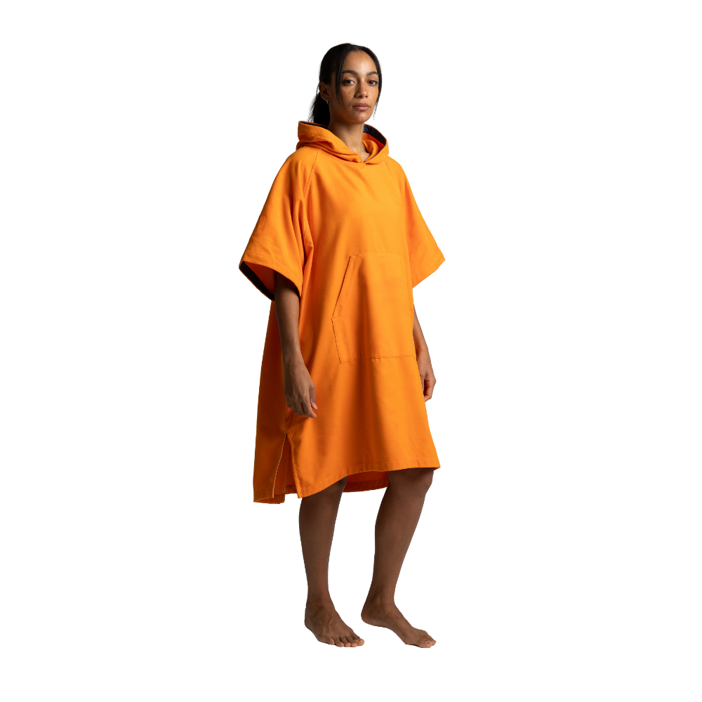 Women's Hooded Quick Dry Microfibre Poncho Changing Robe - Bitter Orange