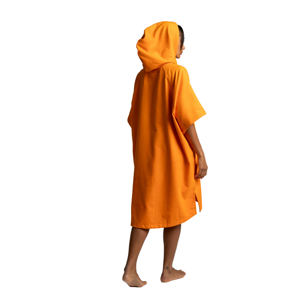 Women's Hooded Quick Dry Microfibre Poncho Changing Robe - Bitter Orange