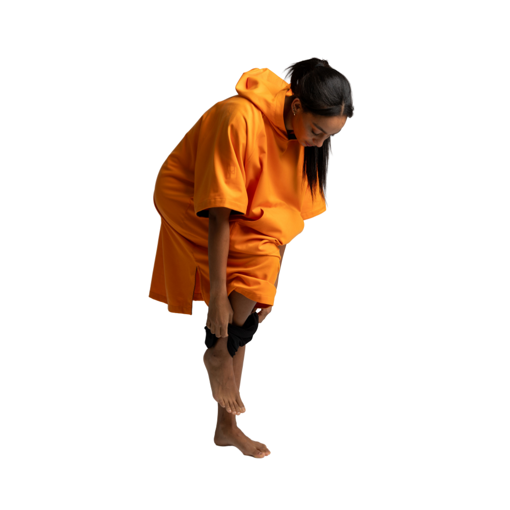 Women's Hooded Quick Dry Microfibre Poncho Changing Robe - Bitter Orange