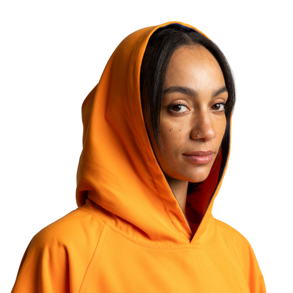 Women's Hooded Quick Dry Microfibre Poncho Changing Robe - Bitter Orange