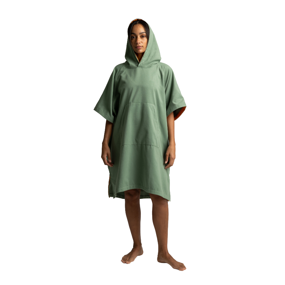Women's Hooded Quick Dry Microfibre Poncho Changing Robe - Sage Green