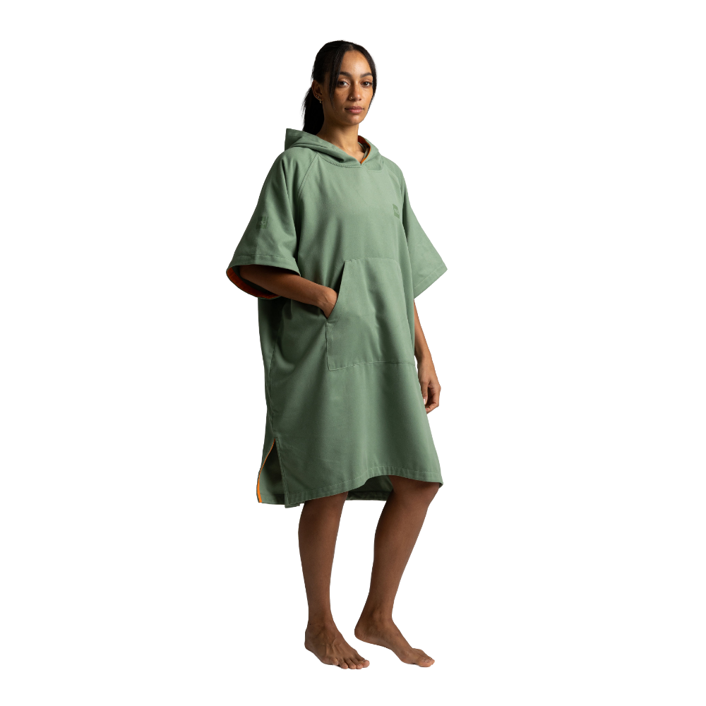 Women's Hooded Quick Dry Microfibre Poncho Changing Robe - Sage Green