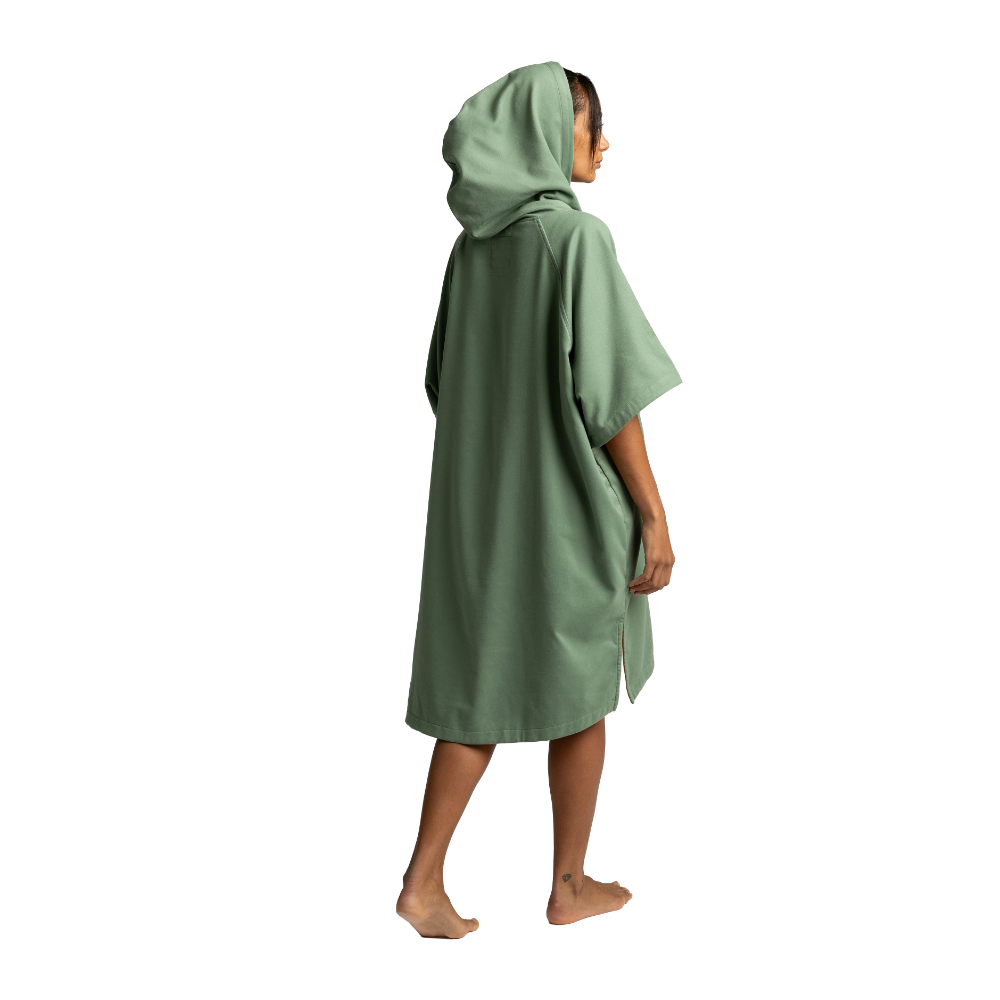 Women's Hooded Quick Dry Microfibre Poncho Changing Robe - Sage Green