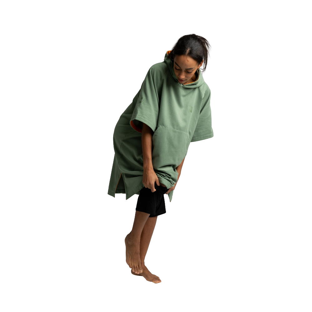 Women's Hooded Quick Dry Microfibre Poncho Changing Robe - Sage Green