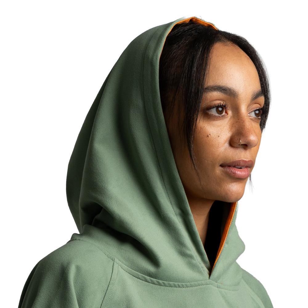 Women's Hooded Quick Dry Microfibre Poncho Changing Robe - Sage Green