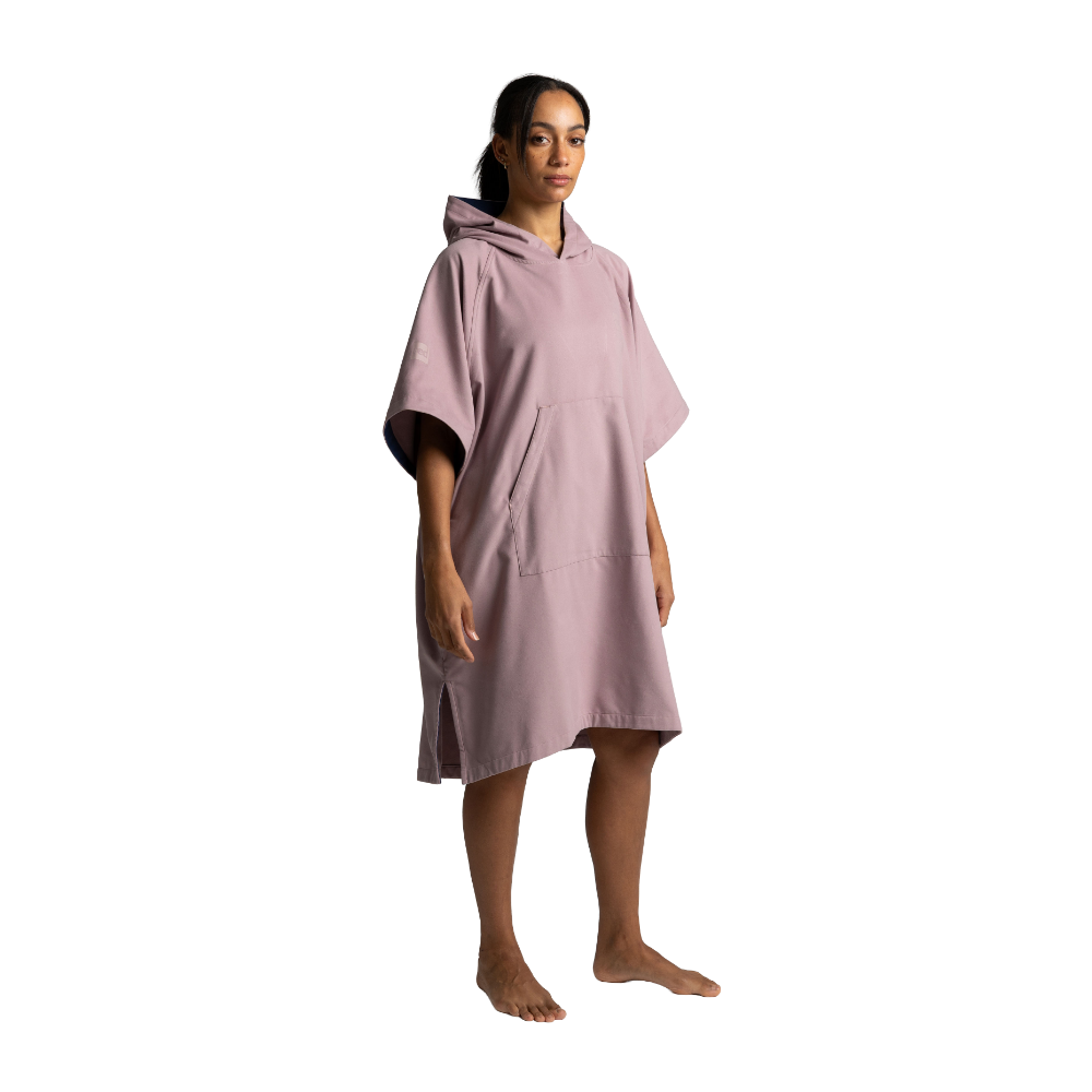 Women's Hooded Quick Dry Microfibre Poncho Changing Robe - Salty Pink