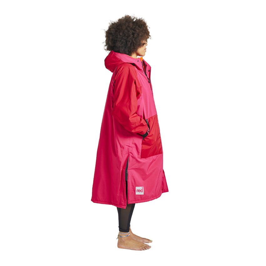 Women's Long Sleeve Recovered Pro Change Robe EVO - Fuchsia Pink / Red