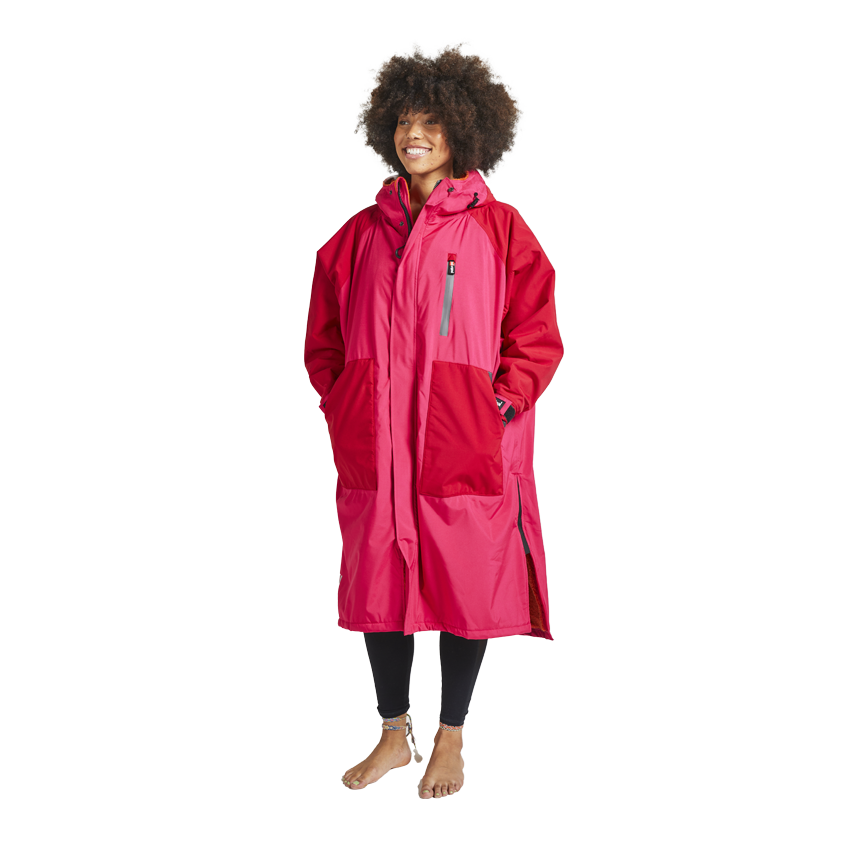 Women's Long Sleeve Recovered Pro Change Robe EVO - Fuchsia Pink / Red